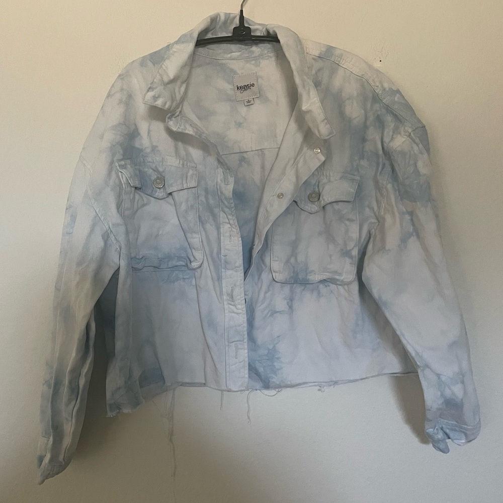 Kensie Oversized Denim Jacket Tie Dye Large